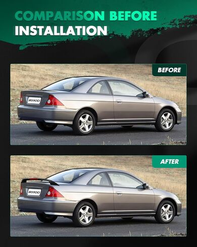 SCITOO Black ABS Rear Trunk Spoiler Wing 50.78 Inch x 4.33 Inch Replacement fit for 2001-2005 for Honda Civic in Kuwait