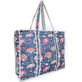 حقيبة حمل مبطنة مصنوعة من القطن بنسبة 100% مقاس 18 × 16 - حقيبة شاطئ كبيرة بسحاب وحقيبة سفر ومحفظة خضراء وحقائب بقالة قابلة لإعادة الاستخدام in Kuwait