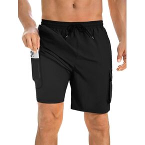 Mens Swim Trunks with Compression Liner Quick Dry 2 in 1 Swimming Board Shorts Swimsuit Bathing Suit with Pockets in Kuwait