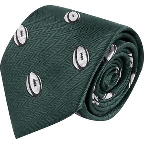 King & Priory Rugby Ball Dark Green Herringbone Embroidered Tie in Saudi Arabia