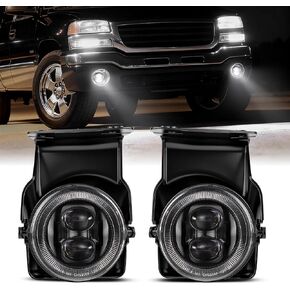 إصدار جديد من مجموعة مصابيح الضباب LED متوافقة مع 2003-2006 GMC Sierra 1500/2500/3500 & 2007 Sierra Classic Models OEM بديل مباشر لمصابيح الضباب المستديرة مصابيح القيادة الممتصة للصدمات باللون الأسود زوج واحد in Kuwait