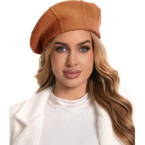 قبعة بيريه كشمير نسائية فاخرة - 80% كشمير 20% صوف، قبعة صغيرة أنيقة مضلعة ومتماسكة للنساء in Kuwait