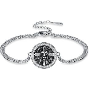 Double Chain Saint Benedict Medal Bracelet, 925 Sterling Silver Religious Pendant, Amulet Protection Jewelry Gift for Men Women in Saudi Arabia