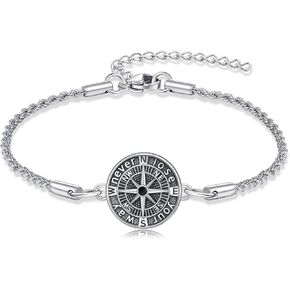 PELOVNY Compass Bracelets for Women Men 925 Sterling Silver Travel Compass Bracelet Graduation Inspirational Jewelry Gifts for Her Him in Saudi Arabia