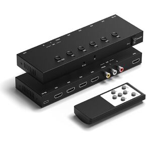 8 Port RCA to HDMI Converter, Dual AV to HDMI Converter Supports 16:9/4:3 Composite to HD MI Adapter Support 1080P PAL/NTSC Compatible with Sega/Xbox/PS1/PS2/PS3/WII/N64/VHS, VCRs, and DVD Players in Kuwait