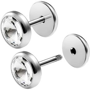 مقاييس كبيرة زوج 316L الجراحية الصلب 16 جرام مقياس 1.2 مللي متر 1/4 (6 مللي متر) المقابس وهمية كريستال الوهم ثقب المجوهرات الأذن الغشاش القرط الفص in Kuwait