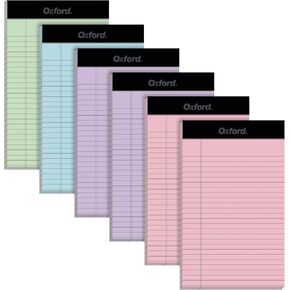 Oxford Color Writing Pads, Jr. Legal Rule, Small Legal Pads, Writing Pads, Notebooks for School and Office, 4 Assorted Colors: 2 Pink, 2 Purple, 1 Blue, 1 Green, 5 inch x 8 inch (1017037) in Saudi Arabia