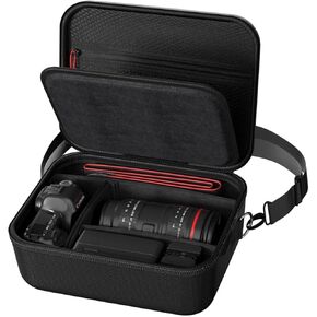 حافظة كاميرا ProCase صلبة لكاميرات Canon Rebel T7/EOS R100/R50/DSLR/SLR/Nikon/Sony/عديمة المرآة، حقيبة سفر مبطنة ناعمة للكاميرا الرقمية مع حزام كتف واحد و3 فواصل قابلة للتعديل - أسود in Kuwait