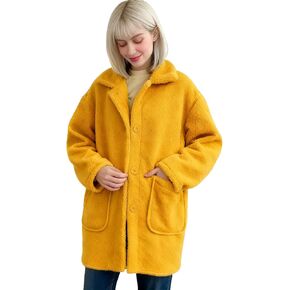 سترة شيربا للسيدات، معاطف شتوية دافئة للنساء، سترات من الصوف الغامض بأزرار سفلية، سترة صوفية بجيوب ملابس خارجية in Kuwait