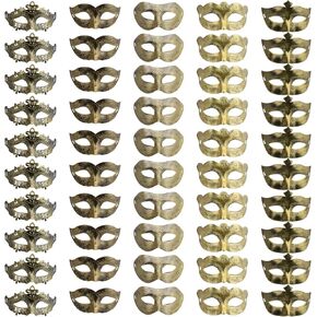 50 Pcs Venetian Masquerade Mask Set, Gold Mardi Gras Party Mask for Men and Women Bar Costumes Accessory Decorations in Saudi Arabia