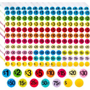 تسعيرات مبيعات المرآب، 1500 قطعة من تسعيرات مبيعات الفناء، شارات سعر 3/4 بوصة، فئات متعددة، ألوان لامعة in Kuwait