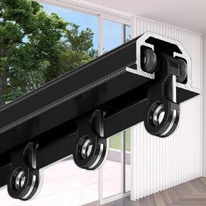 Invisible Ceiling Curtain Track - Recessed Aluminum Alloy Nano Silent Track for Living Room, Bedroom, & Room Dividers (13ft/4m, Black) - Modern, Sleek Design in Kuwait