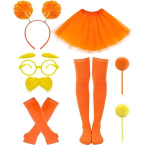 Hikkcos Orange and Yellowe Tutu Costume Yellow Mustache and Eyebrows Set Furry Character Costume Accessories for Book Character Accessory Set for Women Cosplay Halloween Party in Kuwait