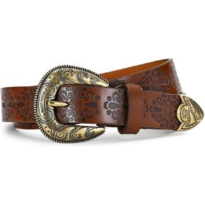 Western Cowgirl Belts for Women – Brown Leather Belt for Jeans with Vintage Country Cowboy Buckle in Kuwait