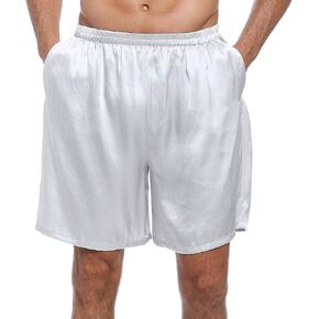 LEPTON 19mm Mulberry Silk Shorts for Men, Silk Boxers Sleepwear, Relaxed Fitness Wear, Front Pockets, Elastic Waist in Kuwait