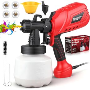 بخاخ طلاء كهربائي 750 واط، مسدس طلاء محمول مع 4 فوهات، 3 أنماط رش وتحكم في التدفق قابل للتعديل، مسدس رش HVLP لطلاء سياج خزانة أثاث المنزل in Kuwait