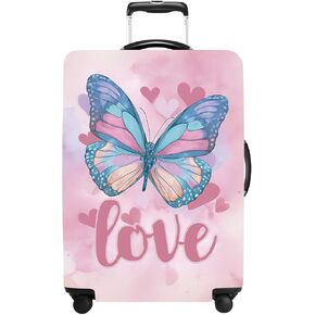 غطاء حقيبة الأمتعة قابل للغسل، غطاء حماية مناسب للأمتعة مقاس 20-34 بوصة، غطاء حقيبة سفر متين مع سحاب للإغلاق (فراشة-2، S(حقيبة سفر 20-22 بوصة)) in Kuwait