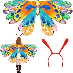 2 Pcs Caterpillar Wings Accessories Kit Adults Character Costumes Cosplay Include Hand Held Transformative Wings Felt Red Antenna Headband for Caterpillar Theme Party in Saudi Arabia