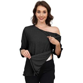 Post Surgery Shirts for Women 3/4 Sleeve Tear Away Snap Front Tops Rotator Cuff Chemo Port Shirts Adaptive Clothing in Saudi Arabia