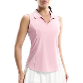 MIER Women's Sleeveless Golf Polo Shirts, Dry Fit V Neck Collared Tank Tops, Tennis Athletic UPF 50+ Shirt for Workout Casual in Saudi Arabia