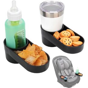 2PCS Child Car Seat Snack Tray/Cup Holder for Safety 1st EverFit & Grow and Go | Maxi-COSI Pria | Cosco All-in-One Car Seat, Car Seat Cup Holder Accessory, Dishwasher Safe, Black(Model #C6577) in Kuwait