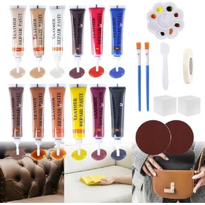 12 Colors Vinyl Repair Kit Leather Repair Kit for Scratch, Tears Sofa, Jacket, Car Seats and Purse Easy Application with Customizable Colors Leather Repair Kit for Furniture in Kuwait