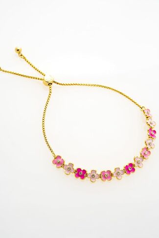 Ted Baker London Gala Garland Adjustable Bracelet for Women (Gold/Pink Multi & Crystal) in Saudi Arabia