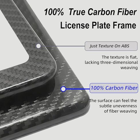 إطار لوحة ترخيص من ألياف الكربون الحقيقية، إطار من ألياف الكربون النقي بنسبة 100%، غطاء حامل لوحة ترخيص أسود مع براغي وأغطية مضادة للسرقة، وسادات مضادة للاهتزاز، (فتحتان من ألياف الكربون النقية) in Kuwait