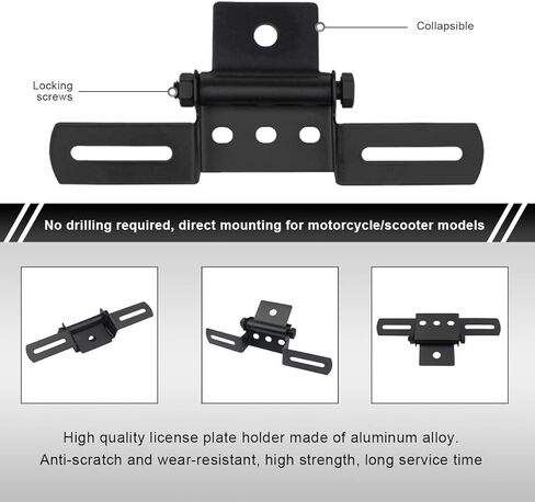 Motorcycle License Plate Bracket, Adjustable Fender Eliminator Turn Signal Light Bracket, Universal License Plate Holder with Light Mount for ATV Bike, Motorcycle Accessories (Black) in Saudi Arabia
