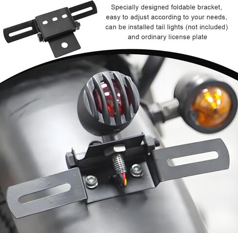 Motorcycle License Plate Bracket, Adjustable Fender Eliminator Turn Signal Light Bracket, Universal License Plate Holder with Light Mount for ATV Bike, Motorcycle Accessories (Black) in Saudi Arabia