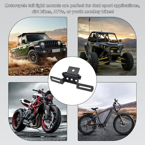 Motorcycle License Plate Bracket, Adjustable Fender Eliminator Turn Signal Light Bracket, Universal License Plate Holder with Light Mount for ATV Bike, Motorcycle Accessories (Black) in Saudi Arabia