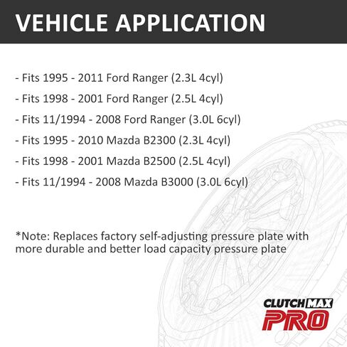 مجموعة القابض ClutchMaxPRO Performance Stage 4 مع أسطوانة تابعة متوافقة مع 1995-2011 Ford Ranger 1995-2010 Mazda B2300 1998-2001 B2500 11/1994-2008 B3000 2.3L 2.5L 3.0L (CP07141HDDWS-ST4) in Kuwait