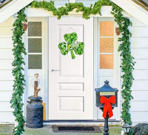 ديكورات عيد القديس باتريك إكليل باب شامروك خشبي للباب الأمامي علامة الحظ للترحيب، علامة تعليق ديكور مزرعة سانت باتريك في الهواء الطلق داخلي شامروك البرسيم الربيع ديكور جدار المنزل in Kuwait