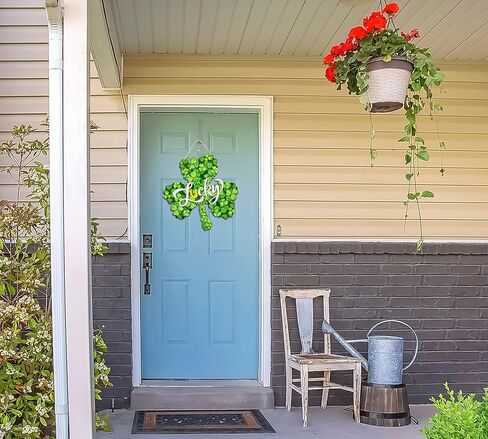 ديكورات عيد القديس باتريك إكليل باب شامروك خشبي للباب الأمامي علامة الحظ للترحيب، علامة تعليق ديكور مزرعة سانت باتريك في الهواء الطلق داخلي شامروك البرسيم الربيع ديكور جدار المنزل in Kuwait