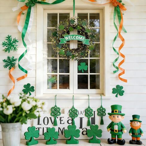 20 Inch St. Patrick's Day Wreath for Front Door, Lucky Shamrock Leaves Green Berries Wreath for Indoor Outdoor, St. Patrick Door Decoration Wreath in Saudi Arabia