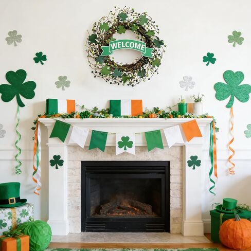 20 Inch St. Patrick's Day Wreath for Front Door, Lucky Shamrock Leaves Green Berries Wreath for Indoor Outdoor, St. Patrick Door Decoration Wreath in Saudi Arabia