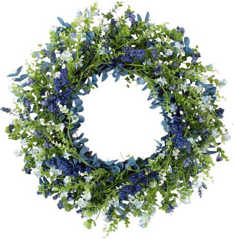 أكاليل ربيعية مقاس 24 بوصة للباب الأمامي والشرفة والنافذة - ديكور أزرق للمنزل والمزرعة - الربيع والصيف والخريف وجميع الفصول in Kuwait