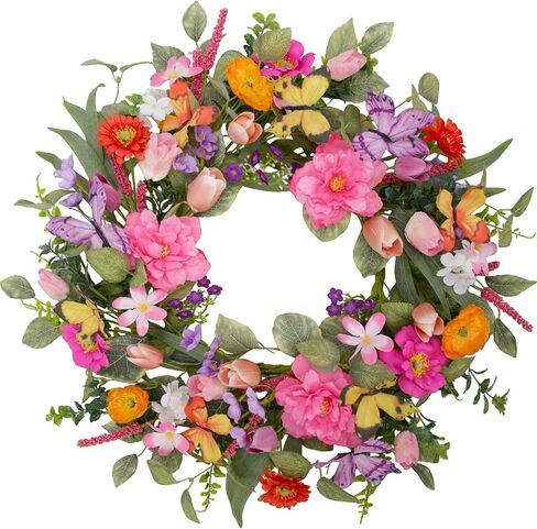 إكليل ربيعي 20 بوصة للباب الأمامي إكليل الصيف توليب لديكورات الربيع ديكور المنزل وعطلات المزرعة والزفاف in Kuwait