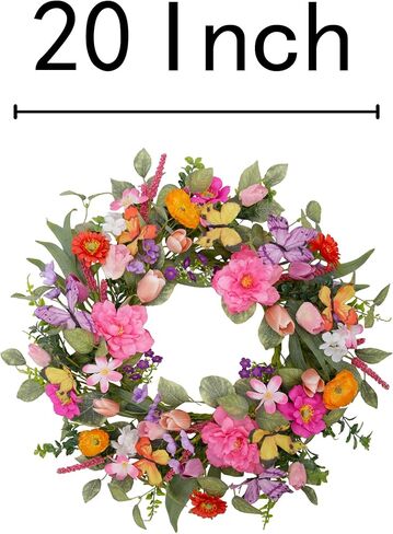 إكليل ربيعي 20 بوصة للباب الأمامي إكليل الصيف توليب لديكورات الربيع ديكور المنزل وعطلات المزرعة والزفاف in Kuwait