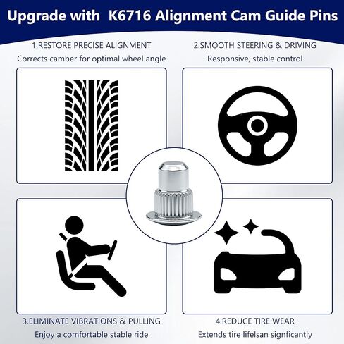 12 Pcs Alignment Cam Guide Pins K6716 Replacement- Alloy Steel Camber Pins Compatible with Chevrolet Silverado Suburban Tahoe, GMC Sierra Yukon, Cadillac Escalade, Hummer in Kuwait