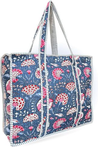 حقيبة حمل مبطنة مصنوعة من القطن بنسبة 100% مقاس 18 × 16 - حقيبة شاطئ كبيرة بسحاب وحقيبة سفر ومحفظة خضراء وحقائب بقالة قابلة لإعادة الاستخدام in Kuwait