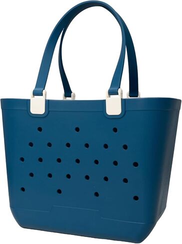 حقيبة الشاطئ - حقيبة مطاطية مقاومة للرمل مع جيب بسحاب مقاوم للماء للسفر وحمام السباحة والقوارب والرياضة والبقالة - حجم كبير in Kuwait