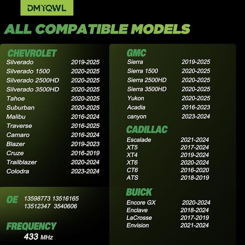 TPMS مبرمج مسبقًا بتردد 433 ميجا هرتز متوافق مع جهاز Chevy Traverse(2016-2025)|Tahoe(2021-2024)|Suburban(2021-2024)|GMC Yukon(2021-2024) مستشعر ضغط الإطارات، OE:13598773 (مجموعة من 4) in Kuwait