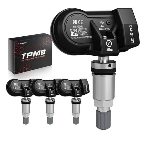مجموعة مستشعر TPMS مبرمجة مسبقًا 315/433 ميجاهرتز مكونة من 4 قطع تناسب تشيفي سيلفرادو، جي إم سي سييرا، تاهو، سوبربان، يوكون، إسكاليد، ترافيرس، إكوينوكس، أكاديا، كولورادو | أو #13528563 13598773 in Kuwait