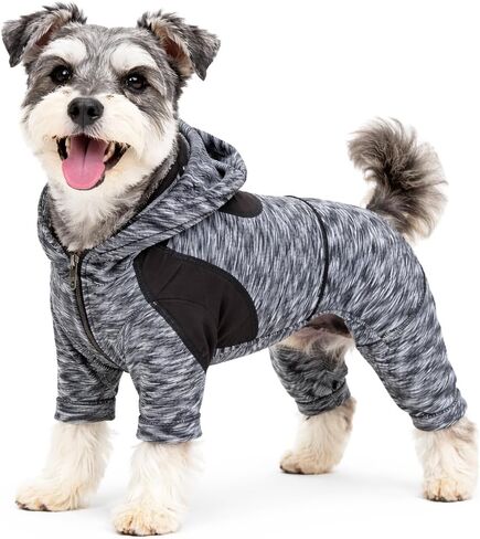 تي شيرت بغطاء للرأس للكلاب من Pet Life ® Active Downward مع تي شيرت مرن لكامل الجسم - بدلة رياضية خفيفة الوزن للياقة البدنية للكلاب وملابس يوجا للكلاب تتميز بتمدد في 4 اتجاهات، وتكنولوجيا عاكسة وسريعة الجفاف in Kuwait
