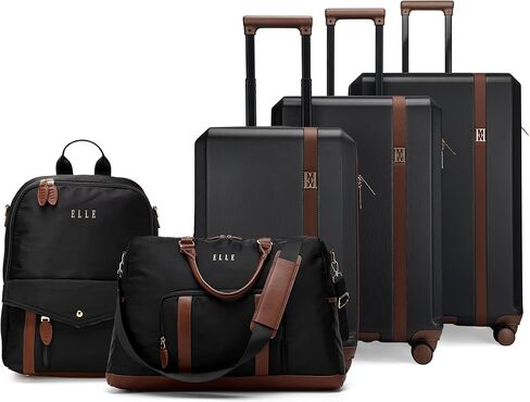 مجموعة الأمتعة الدوارة الرجعية القابلة للتوسيع من ELLE Luxe Journey مكونة من 3 قطع in Kuwait
