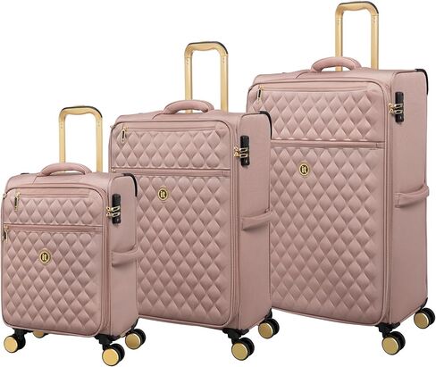 It Luggage Glimmering 3 Piece Softside 8 Wheel Expandable Spinner Luggage Set, Black in Saudi Arabia