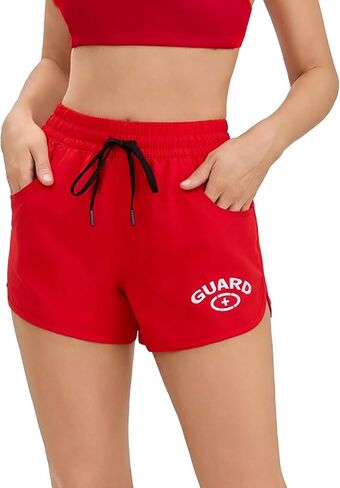 Adoretex Women's Guard 4-Ways Stretch Quick Dry Swim Boardshorts, Elastic Waistband Lightweight Swim Shorts with Side Pockets in Saudi Arabia