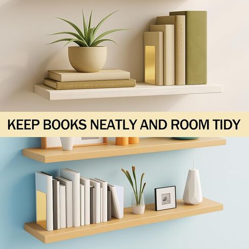 24 Pcs Acrylic Bookends Gold Book Ends for Shelves, Gold Organizer with Silicone Non-Slip Mats, Book Holder Stand Decorative, Stoppers for Heavy Duty Books, Cd, File, Video Games in Saudi Arabia