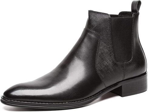 Santimon Men's Chelsea Boots Genuine Leather Comfortable Ankle Boots Black Brown in Saudi Arabia